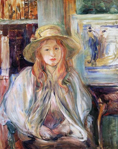 Julie Manet met een Strohoed, 1892 door Berthe Morisot